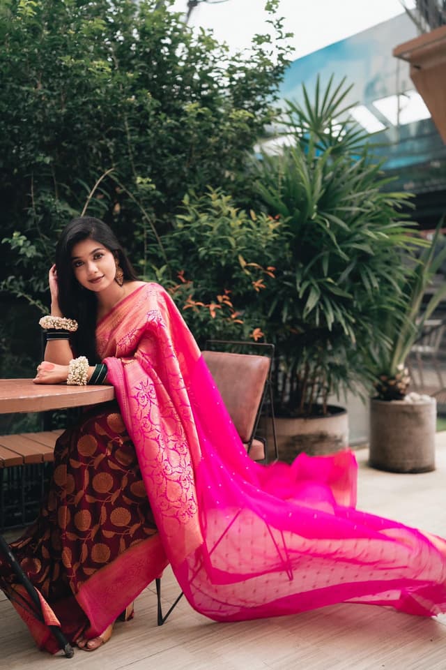 AVORON Georgette Yellow Saree